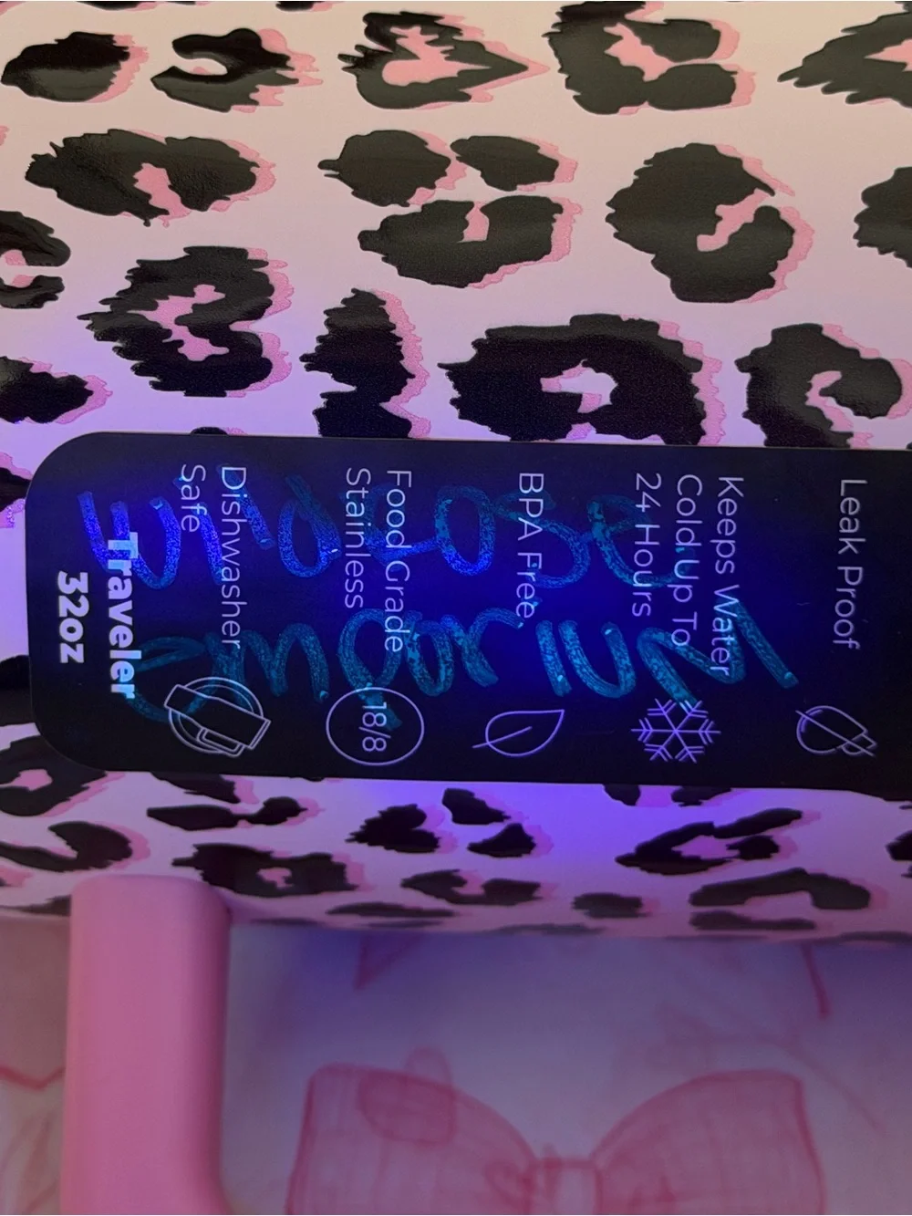 Hydrojug 32OZ Victoria’s Secret pink leopard limited edition Traveler tumbler